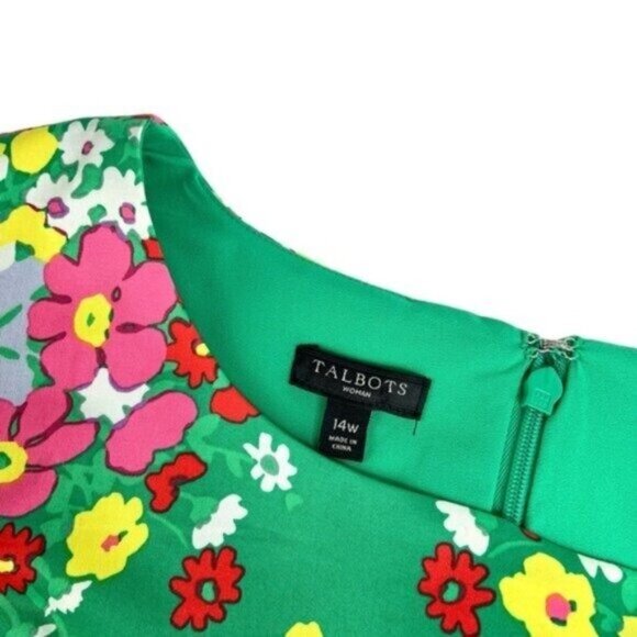 Talbots Green Floral Sleeveless Springtime Shift Dress - Picture 4 of 7